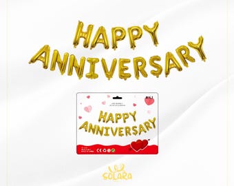 Happy Anniversary Gold Foil Balloon Banner 16 Inch Letter Balloons Party Decoration