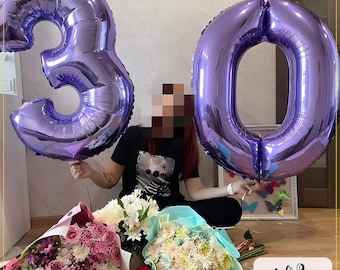 Number Balloons Birthday 32 Inch Giant Foil, Helium Large Age Number Balloon, Party Birthday Anniversary Celebration Decor