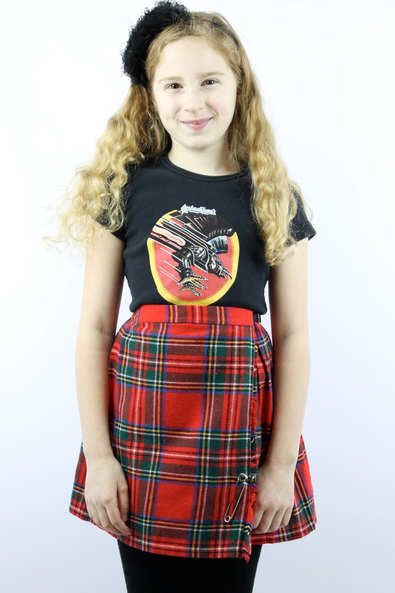 Kid's Vintage 70s Red Plaid Skirt Kids Wool Skirt Mini | Etsy