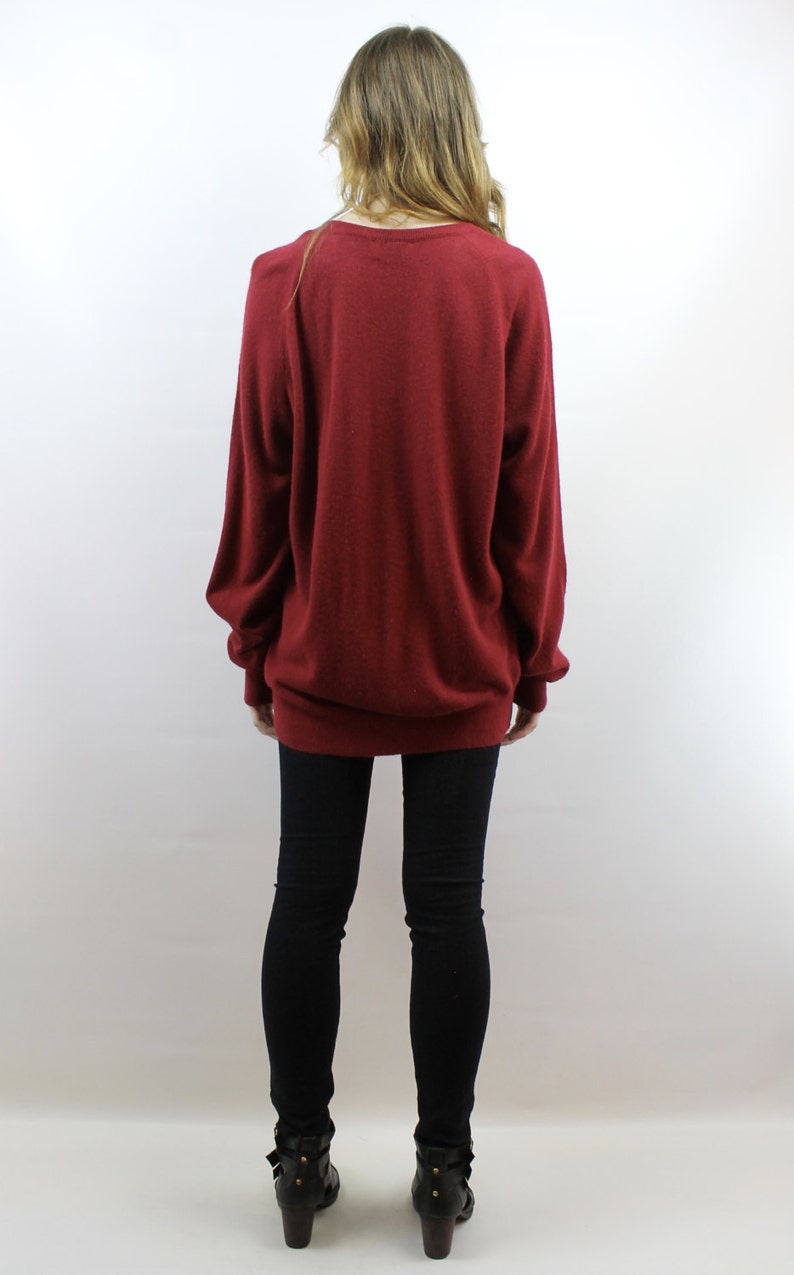 Oversized Knit Oversized Jumper Oversized Sweater Crimson Sweater Normcore Sweater V Neck Sweater 70s Sweater Men/'s Sweater L XL