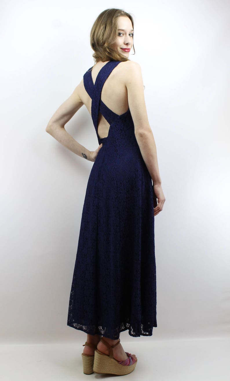 All That Jazz Dress Lace Maxi Dress Navy Dress 90s Lace Dress Etsy