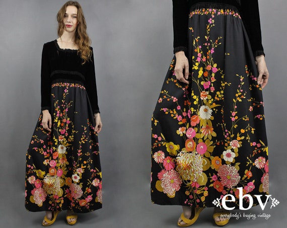Velvet Maxi Dress Floral Maxi Dress 1970s Maxi Dre