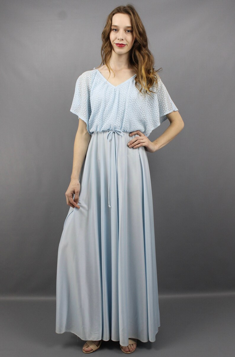 1970s Maxi Dress 70s Maxi Dress Pale Blue Maxi Dress Evening Etsy