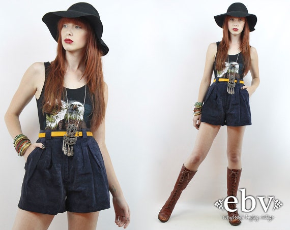 High waisted navy shorts hotsell