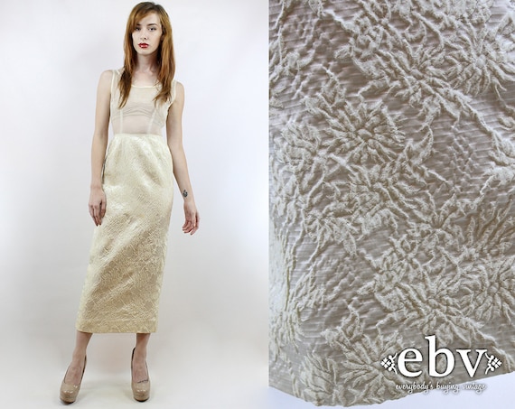Vintage 50s 60s Cream Sheer Wedding Dress XS 50s C