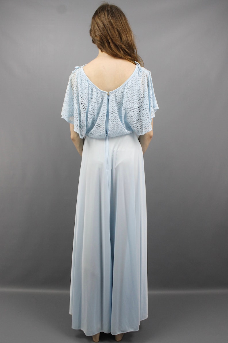 1970s Maxi Dress 70s Maxi Dress Pale Blue Maxi Dress Evening Gown 70s Disco Dress Pastel Blue Dress 1970s Dress 70s Dress Draped Dress S M image 8