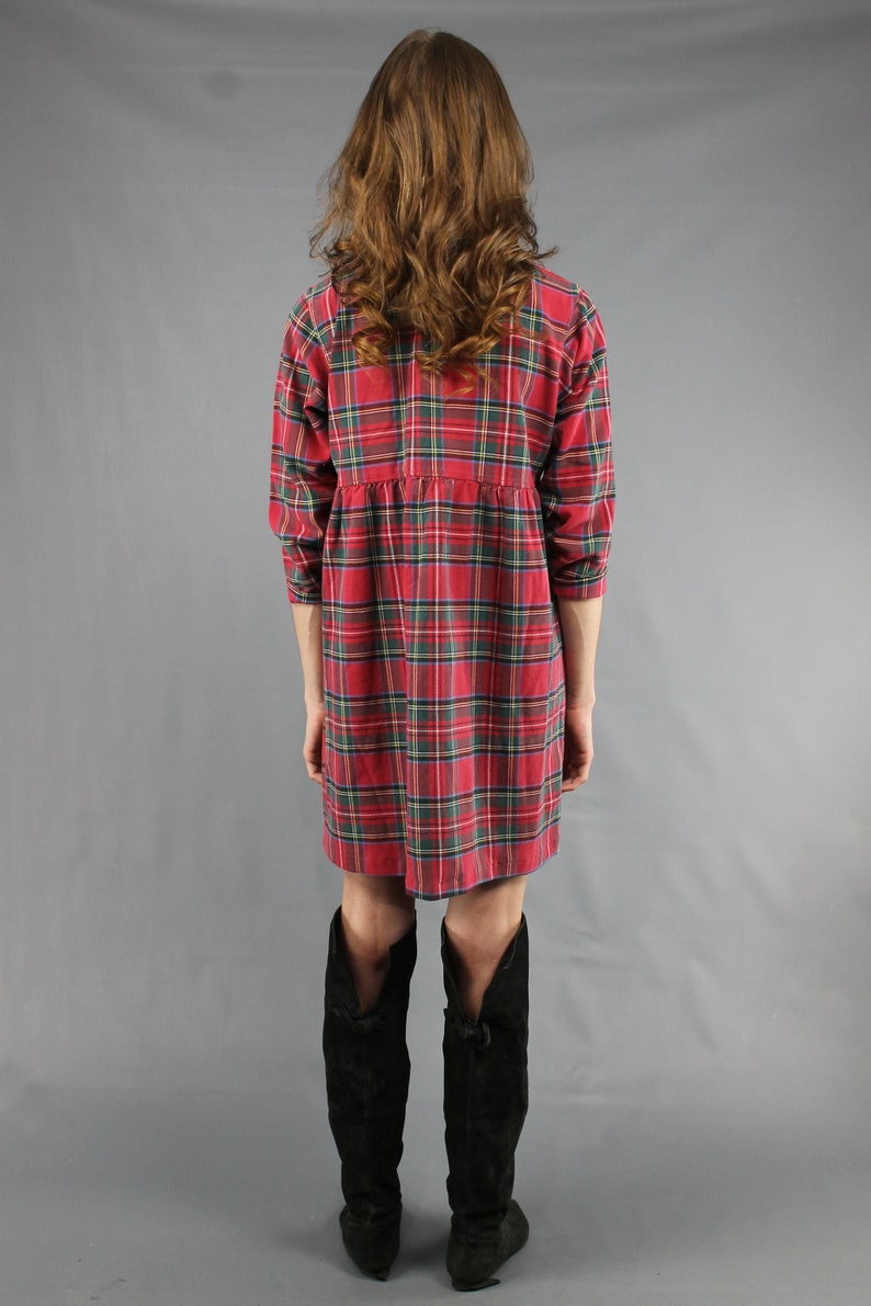 90s Plaid Dress 90s Mini Dress 1990s Dress 90s Dress 90s Grunge Dress Red Black Plaid Mini Dress Flannel Plaid Dress 90s Babydoll Dress M image 8