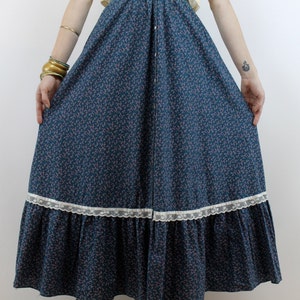 Vintage 70s Gunne Sax Blue Floral Maxi Skirt XXS 24 Gunne Sax Skirt Hippie Skirt Hippy Skirt Boho Skirt Blue Floral Skirt Festival Skirt image 3