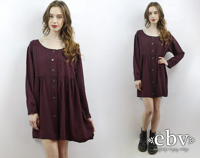 90s Babydoll Dress 90s Mini Dress 90s Grunge Dress 1990s Dress Plaid