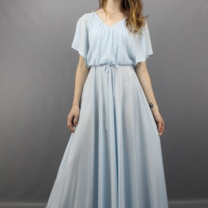 1970s Maxi Dress 70s Maxi Dress Pale Blue Maxi Dress Evening Gown 70s Disco Dress Pastel Blue Dress 1970s Dress 70s Dress Draped Dress S M image 4