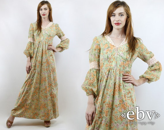 Vintage Hippie Dress 70s Dress Hippy ...