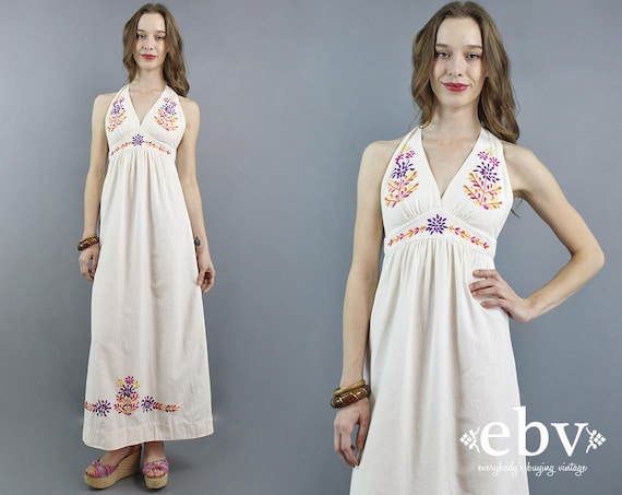 Embroidered Dress Halter Dress Hippie Wedding Dress Hippy Etsy