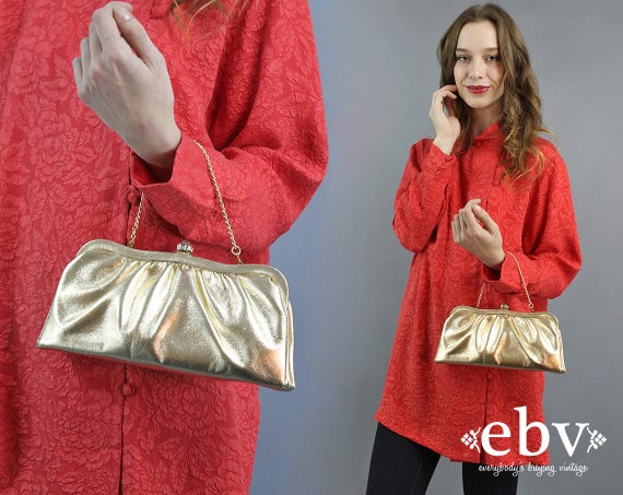 Gold Lame Clutch Gold Lame Handbag Gold Lame Purse