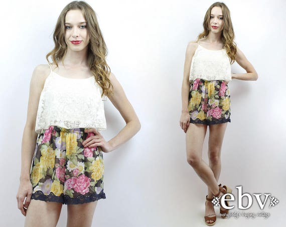 Sheer Floral Shorts Tap Shorts Vintage Lingerie 90