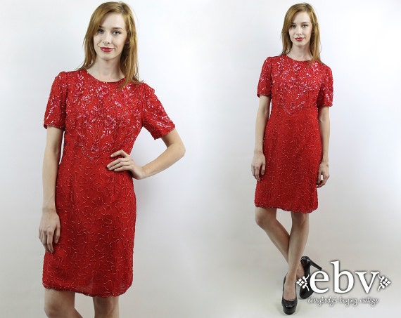 Sequin Dress Red Cocktail Dress Red Dress Glam Dre