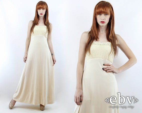 Hippy Wedding Dress Boho Wedding Dress Cream Maxi Dress 70s Etsy