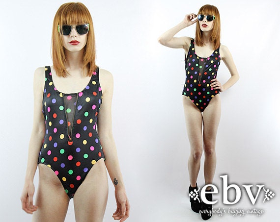 One Piece Swimsuit Polka Dot Swimsuit 80s Swimsuit Vintage Etsy Uk