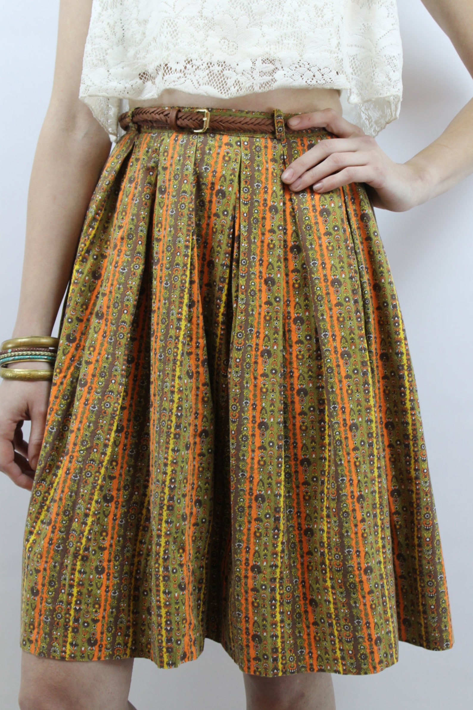 High Waisted Skirt 1970s Skirt 70s Skirt Hippie Skirt Floral Etsy