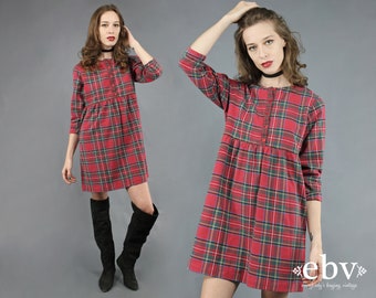 90s Plaid Dress 90s Mini Dress 1990s Dress 90s Dress 90s Grunge Dress Red + Black Plaid Mini Dress Flannel Plaid Dress 90s Babydoll Dress M