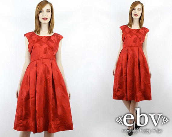 Vintage 50s Red Party Dress S M Red Mini Dress Coc