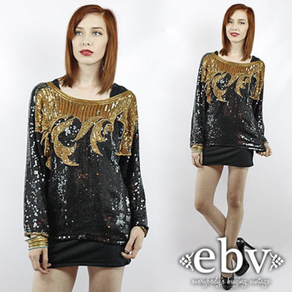 vintage gold sequin silk - Gem