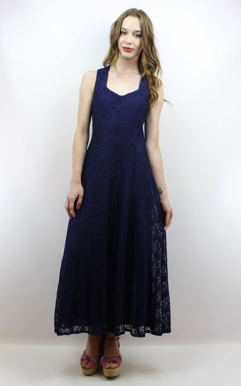 All That Jazz Dress Lace Maxi Dress Navy Dress 90s Lace Dress Etsy