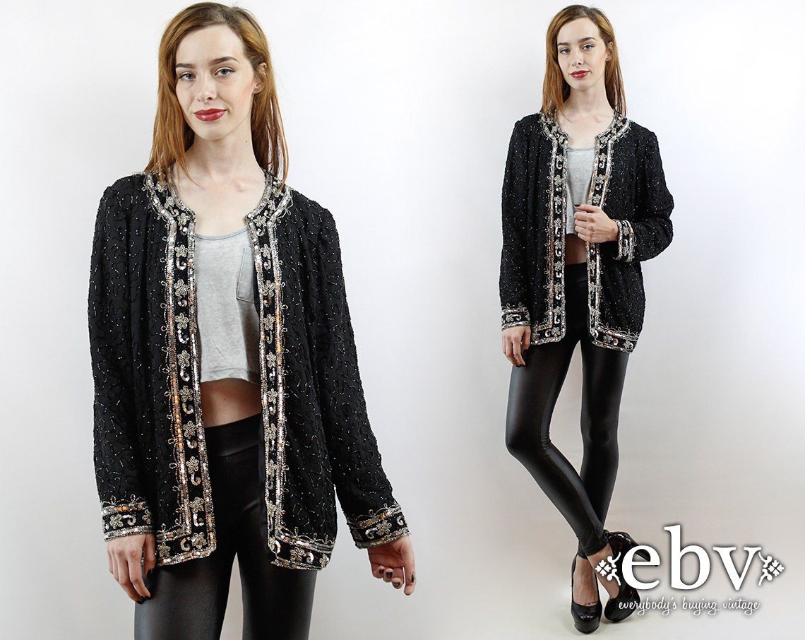 silver sequin cardigan