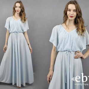 1970s Maxi Dress 70s Maxi Dress Pale Blue Maxi Dress Evening Gown 70s Disco Dress Pastel Blue Dress 1970s Dress 70s Dress Draped Dress S M image 1