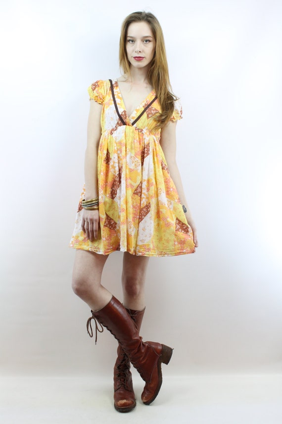 Vintage 70s Patchwork Babydoll Mini Dress XS S Babydoll Dress Hippie Dress Patchwork Dress Hippy Dress Dolly Dress Festival Dress 70s Dress Etsy Canada