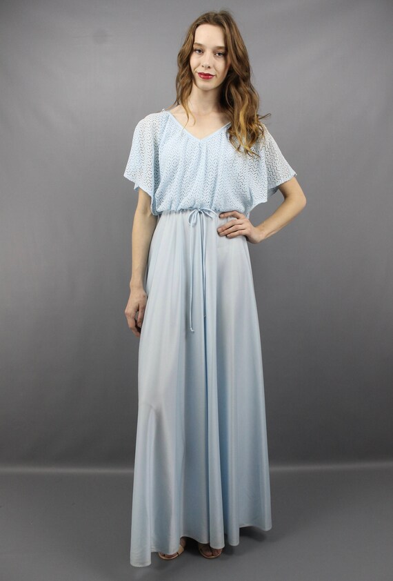 70's Light Dusty Blue Halter Maxi Dress main image 0