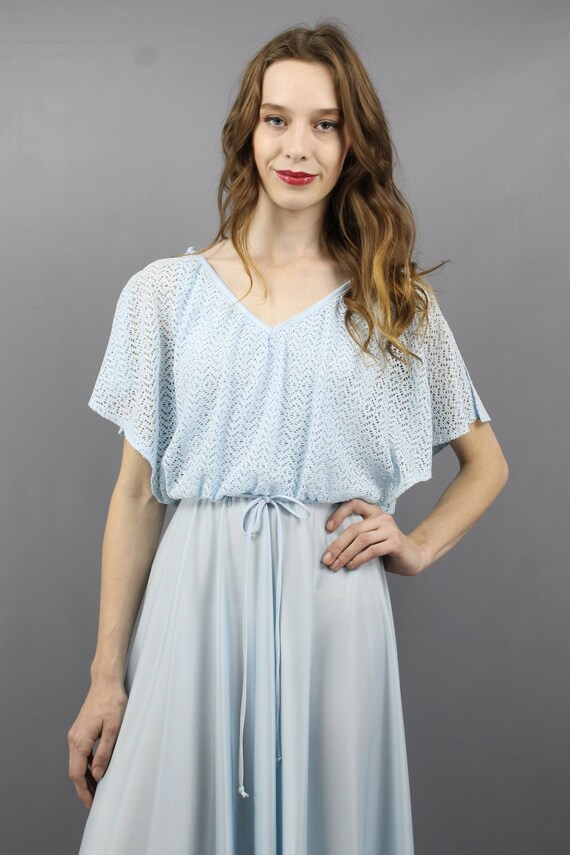 70's Light Dusty Blue Halter Maxi Dress main image 1