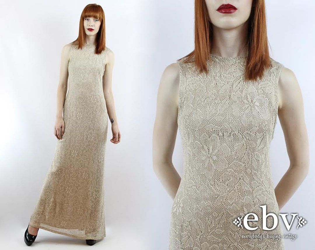 Taupe Crochet Lace Maxi Dress main image 1