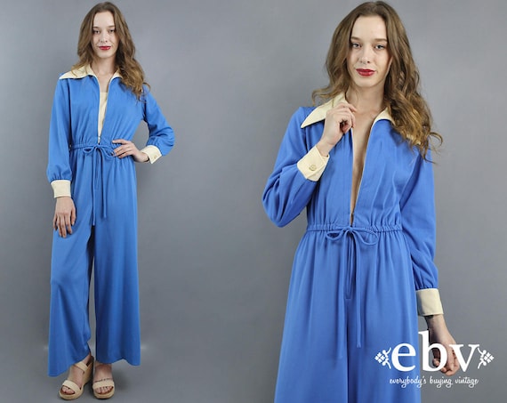1970s Jumpsuit 70s Jumpsuit Hippie Jumpsuit Blue J