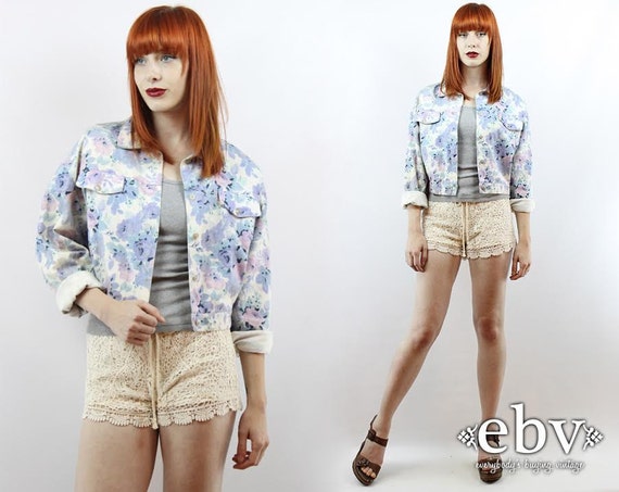 Floral Denim Jacket Floral Jacket 90s Floral Jacke
