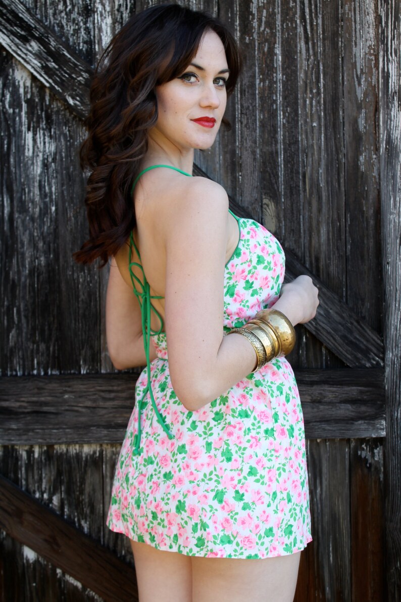 Vintage 50s 60s Floral Pin up One Piece Swimsuit S M Vintage - Etsy