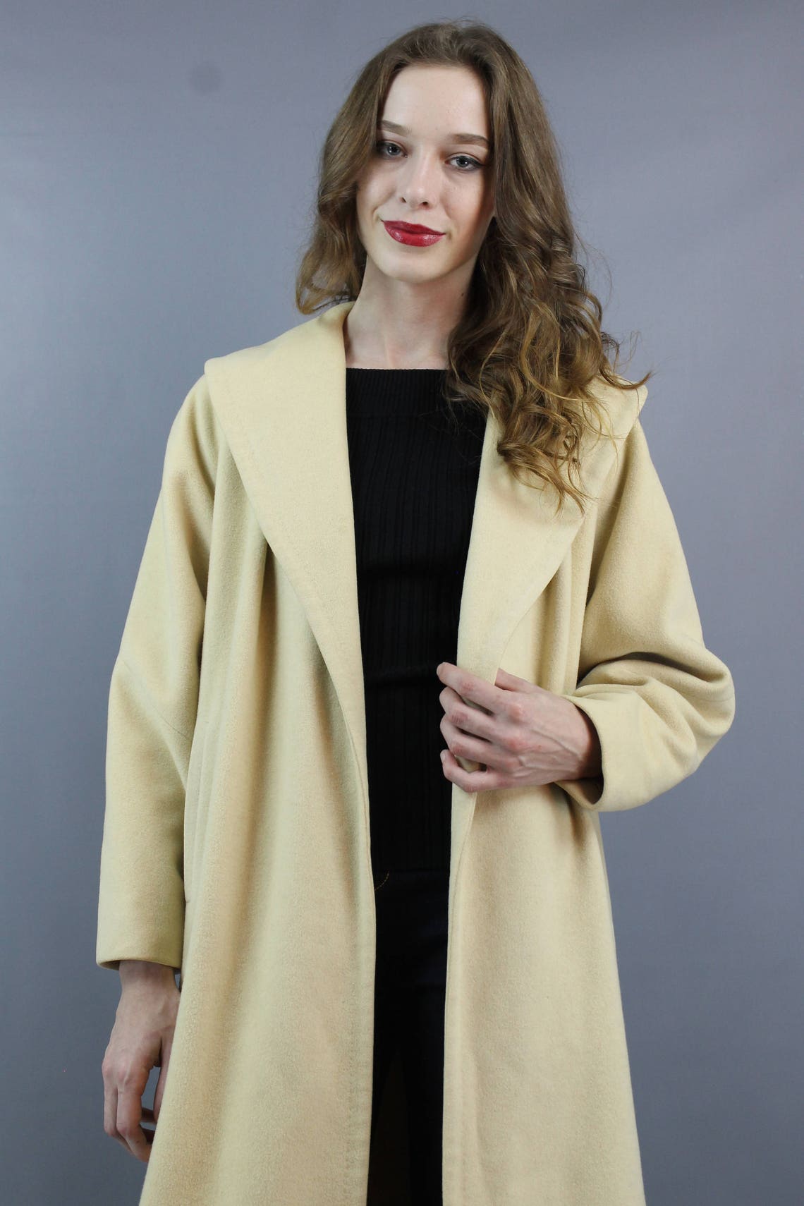 Minimalist Coat Minimal Coat Cream Wool Coat Cashmere Coat | Etsy