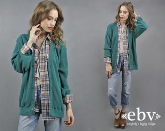 Oversized Cardigan Grandpa Cardigan Green Cardigan Green Cardi Oversized Knit Oversized Sweater Oversized Jumper Green Jumper S M L