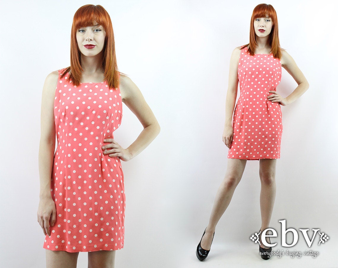pink polka dot mini dress