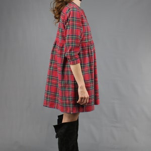 90s Plaid Dress 90s Mini Dress 1990s Dress 90s Dress 90s Grunge Dress Red Black Plaid Mini Dress Flannel Plaid Dress 90s Babydoll Dress M image 7