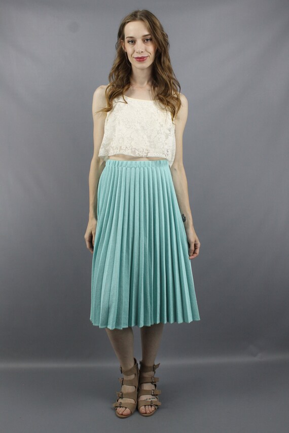 Pleated Midi Skirt Blue Skirt Blue Midi Skirt Pleated Skirt Aqua Skirt 70s Skirt 1970s Skirt Secretary Skirt High Rise Skirt M L Etsy Canada