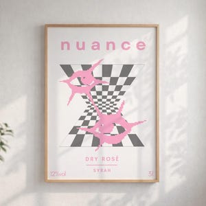 Pink Wine Label - Pixelated Wall Art - Abstract Shapes - Modern Home Decor - Original Artwork