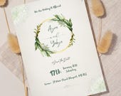 Minimal Botanical Wedding Template | Greenery Invitation Card  | Editable Canva Invite (Digital Download)