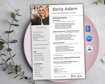 Bewerbungsvorlage Deutsch, Lebenslauf Vorlage Word, Pages, Canva Cv Vorlage Anschreiben, Anlagen, Deckblatt, Motivationsschreiben.