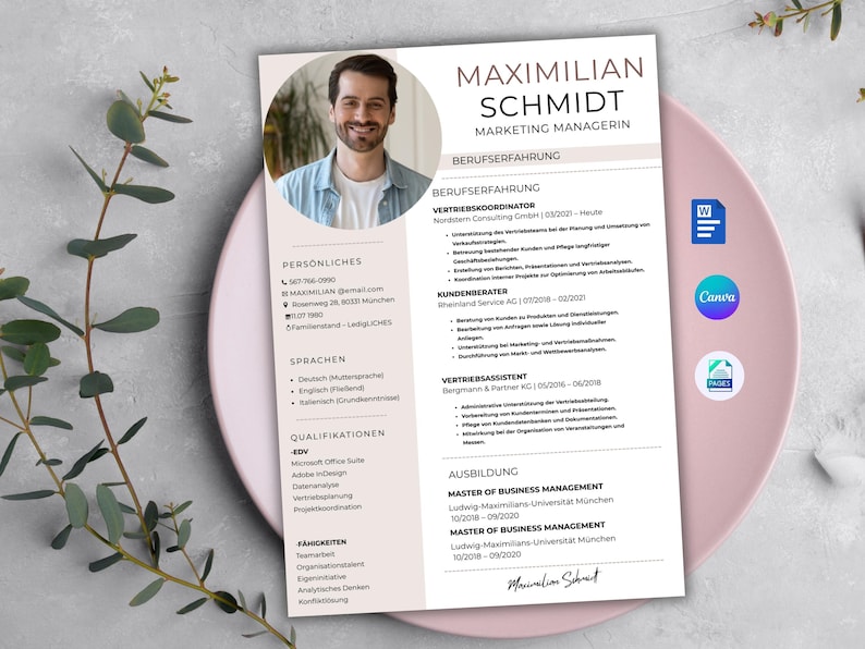 Bewerbungsvorlage Lebenslauf Word - Mac Pages - Canva – Moderner Lebenslauf mit Anschreiben & Deckblatt | freundliche Bewerbungsvorlage 2026