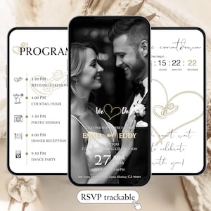 Wedding Invite Digital RSVP Music, Customizable Animated Template, Track Responses - Invitation Mariage Digital Wedding Invitation Countdown