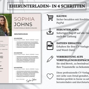 Bewerbungsvorlage, Lebenslauf Vorlage Word, Pages, Canva Moderner Lebenslauf, Anschreiben, Anlagen, Deckblatt, Motivationsschreiben immagine 10