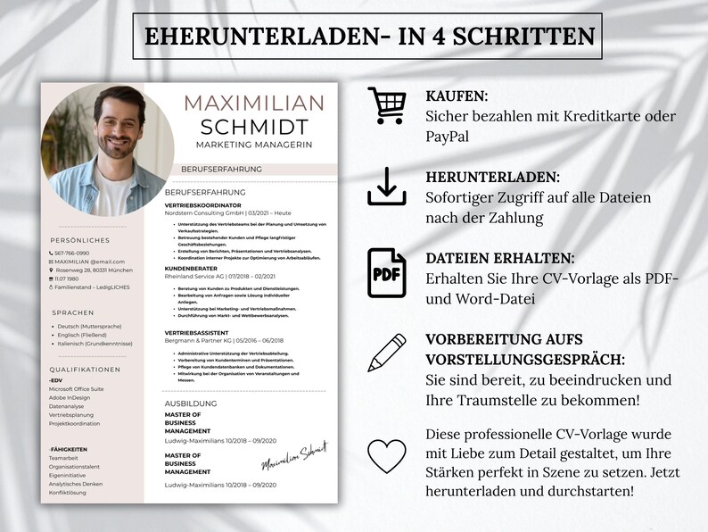 Bewerbungsvorlage Lebenslauf Word - Mac Pages - Canva – Moderner Lebenslauf mit Anschreiben & Deckblatt | freundliche Bewerbungsvorlage 2026 image 10