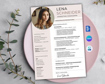Lebenslauf Vorlage Deutsch – Word, Pages & Canva | Professioneller CV mit Anschreiben - Foto | freundliche Bewerbungsvorlage 2026