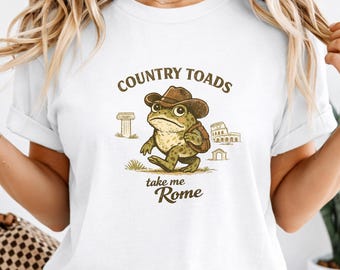 Land-Kröten nehmen mich Rom T-Shirt, lustiges Frosch-Reisendes-T-Shirt, Weinlese-Rom-Reise-Hemd, Cowboy-Frosch-Rom-T-Stück, wunderliches Frosch-Land-T-Stück