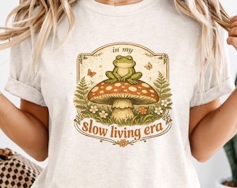 In meinem langsam lebenden Era-Frosch-Shirt, Frosch-Cottagecore-Ästhetik-T-Shirt, süßes Pilz-Frosch-Shirt, gemütliches Natur-Grafik-T-Shirt